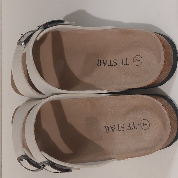 TF STAR White Birkenstock Style Sandals with Buckles - Picture 4 of 7